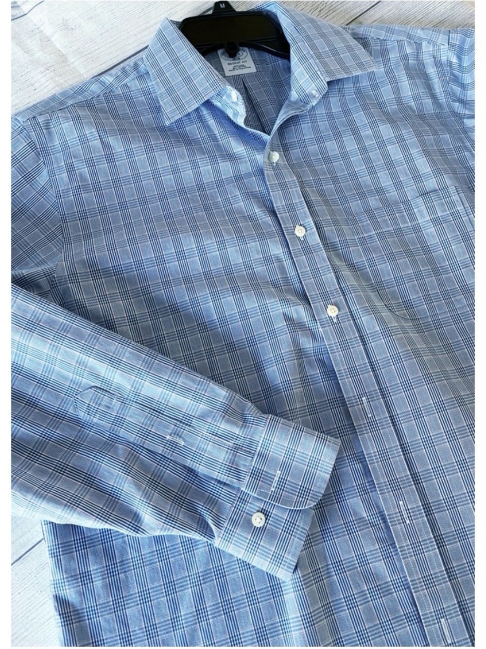 Brooks Brothers blue plaid Regent button down shirt 34/35/16
